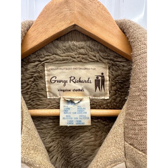 Vintage 80s George Richards Wool Jacket, Tan Zip-Up Coat Size Large - Picture 6 of 6
